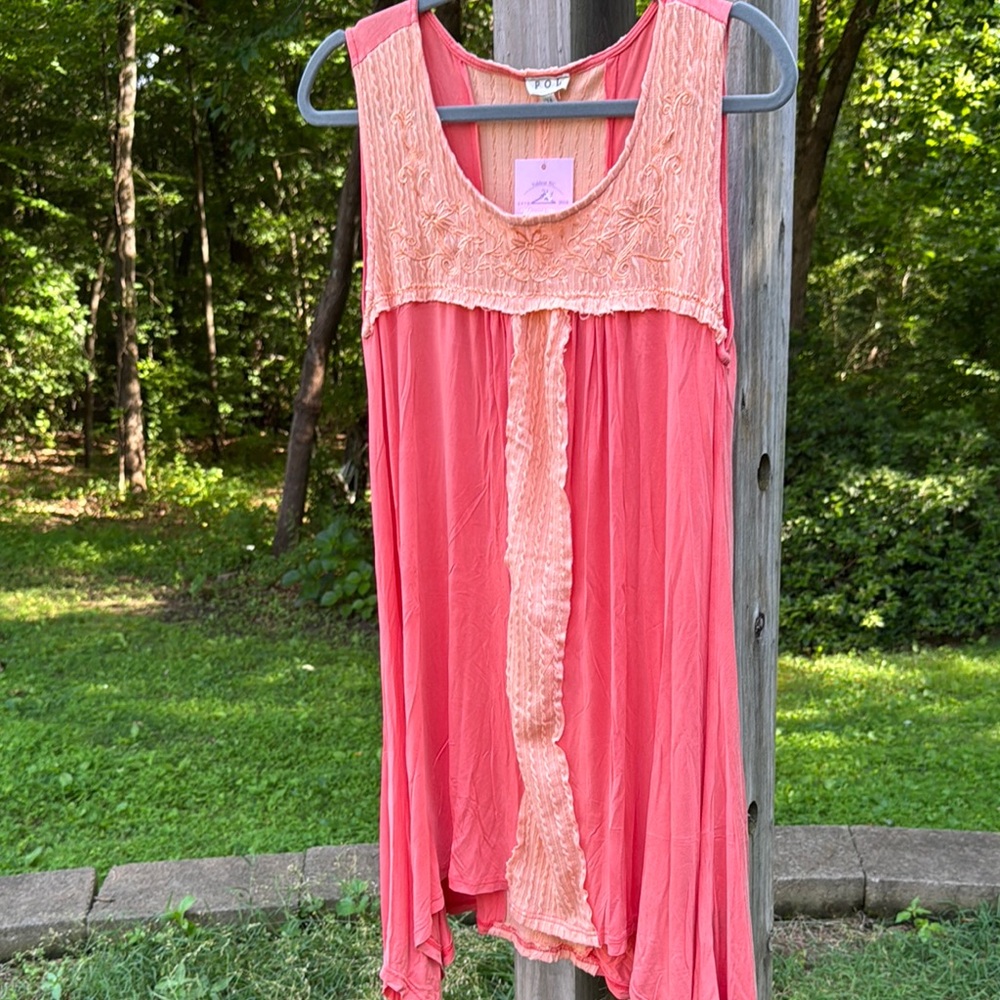 POL Peach Knit Sleeveless Top